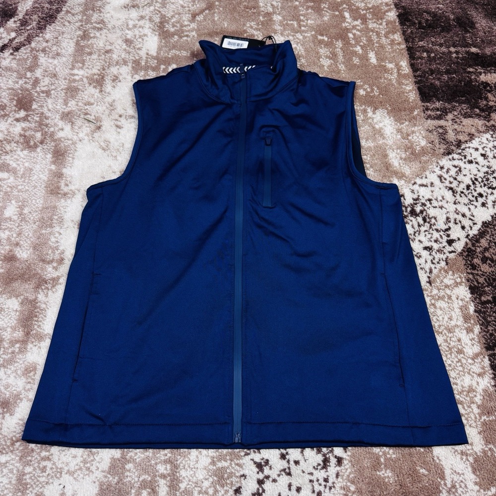 American Tall Performance Vest Mens Large Tall Blue Zip Casual Outdoor Hiking